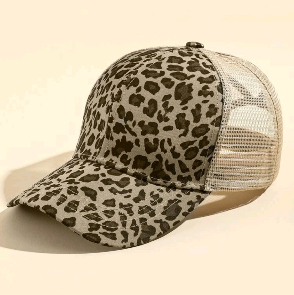 New! Leopard Print Pony Tail Hat